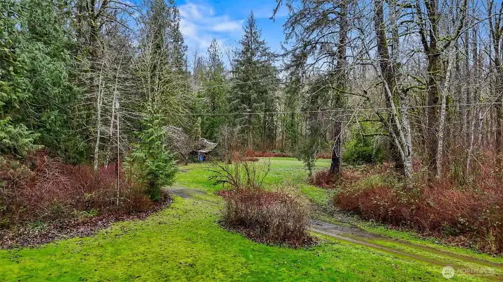 Power is to the property and the well sits behind the little clump of bushes  in the lower front of the photo