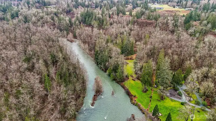 Approximately 445 feet of riverfront on the Sultan River