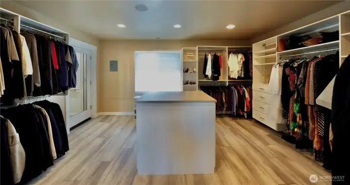 Large walk in closet In luxurious penthouse suite