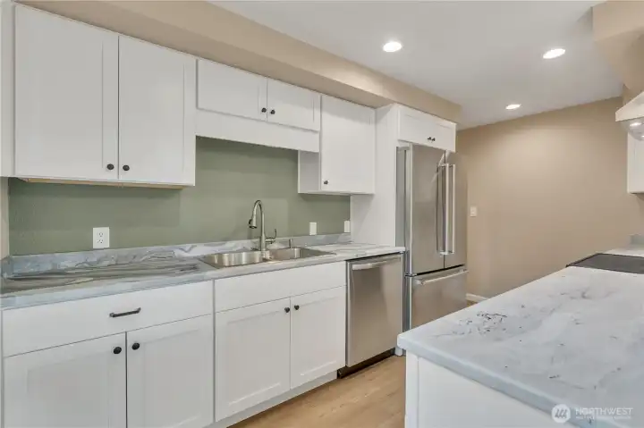 Lots of cabinets for storage.