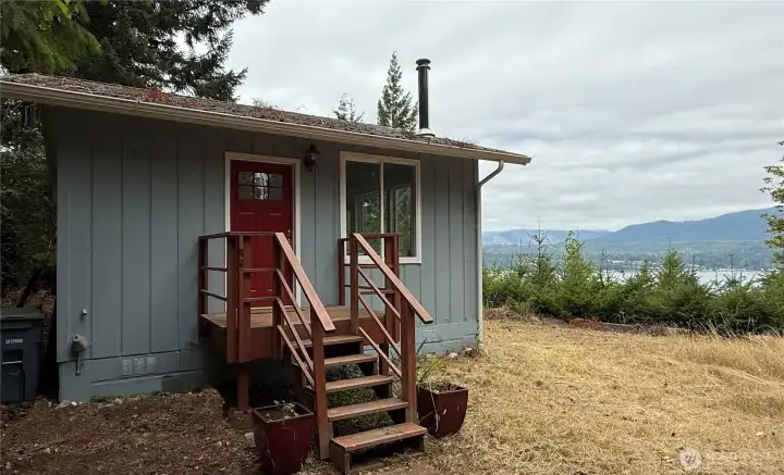 Front entry, deck around the side