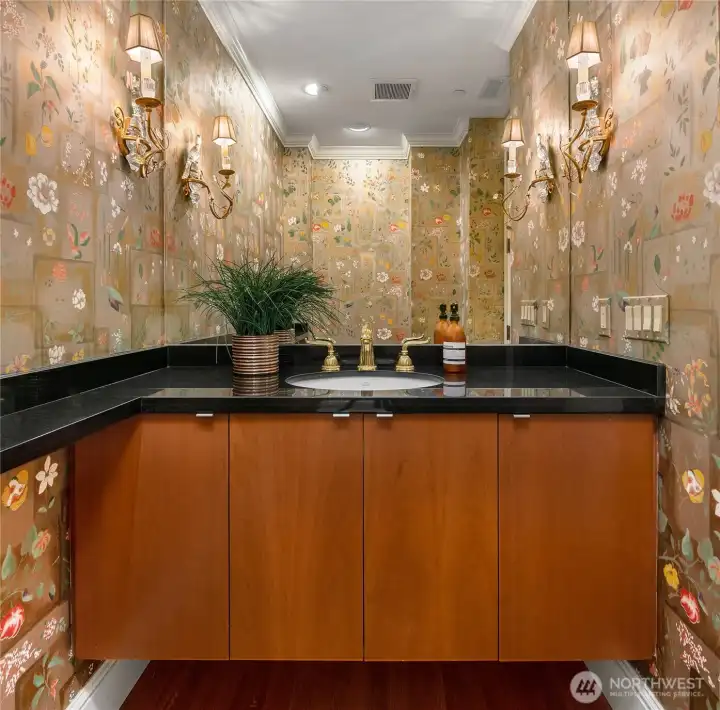 Powder room next to the main entry.