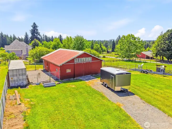 Lg. Barn, 5 stalls, hay loft, water, electricity and tack room