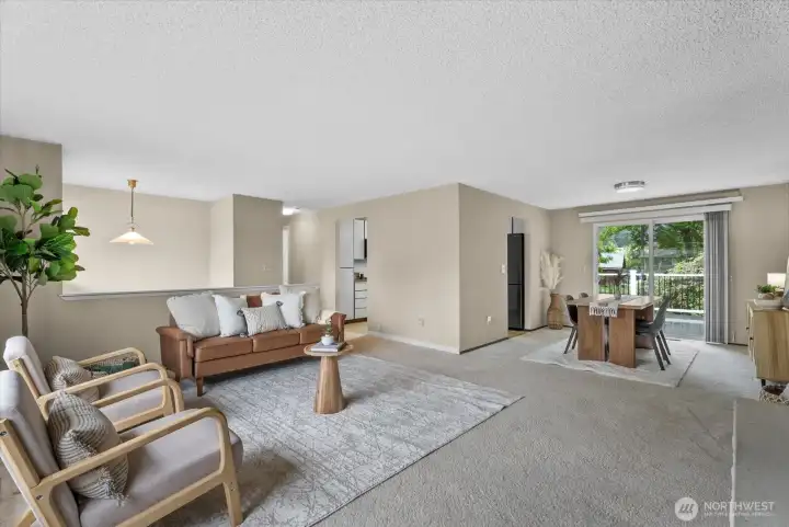 Light-filled living room welcomes you inside