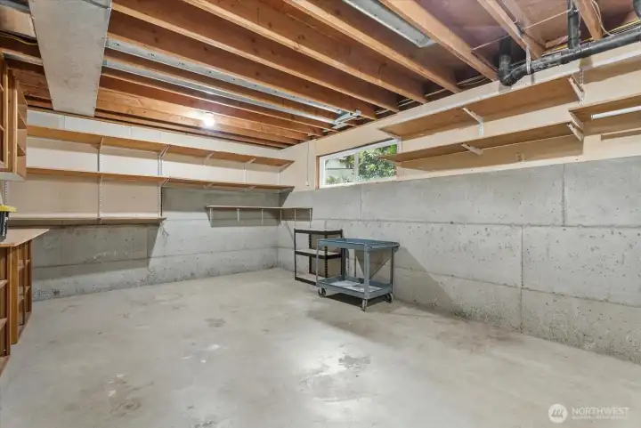 Workshop space in the attached two-car garage