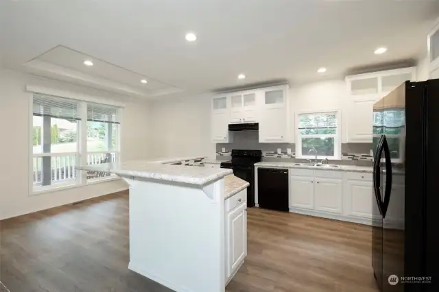 Upgraded double door fridge with ice maker, dishwasher and tall kitchen sink faucet