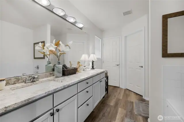 Master bathroom dual sinks