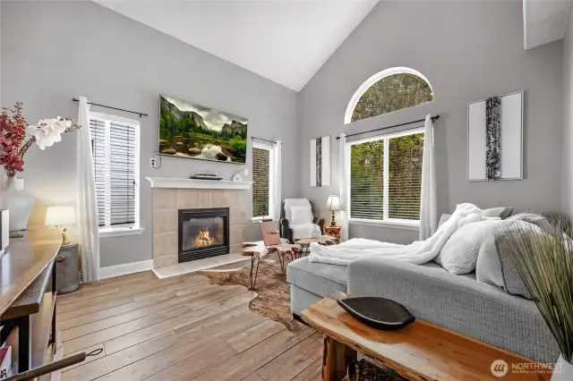 High Ceilings Living Room Main level-gas fireplace