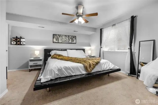 Large downstairs bedroom with 2 closets!