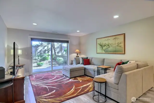 Lower level living area with access to the outside