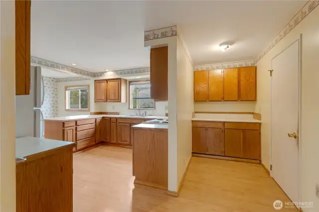 Built in pantry area off of kitchen.