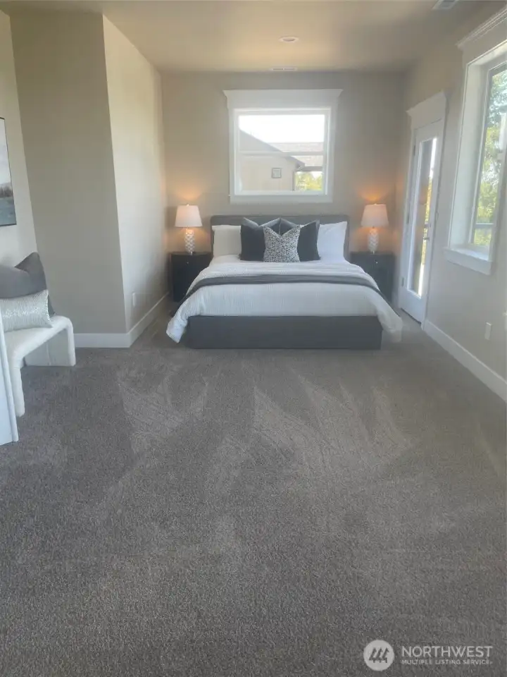 primary bedroom staged