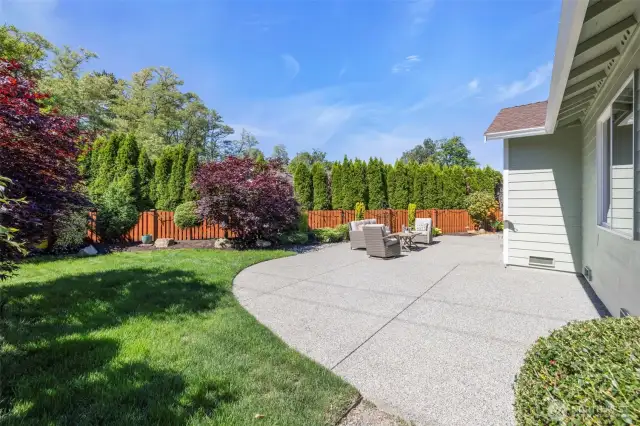 Great combo of grass and patios spaces