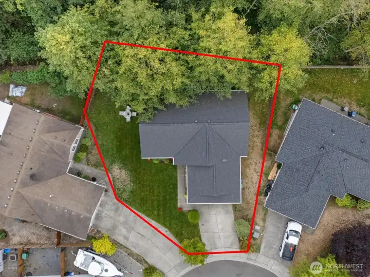 Lot area - approx 3-4 ft from neighbors fence line