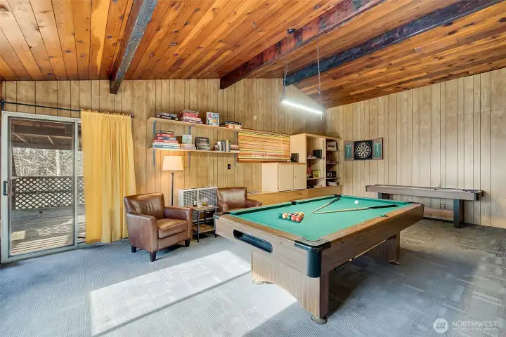 Billiards room is virtually staged