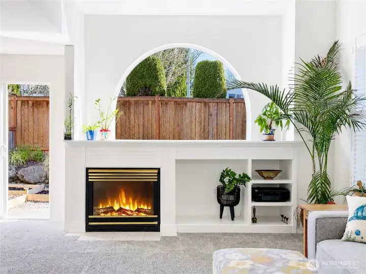Cozy gas fireplace and lovely built-ins Cozy gas fireplace and lovely built-ins