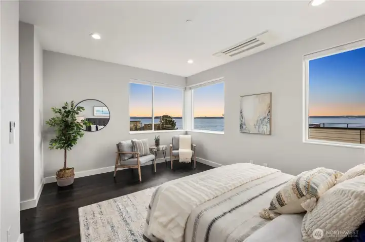 Enjoy sound and mountain views from the large primary bedroom