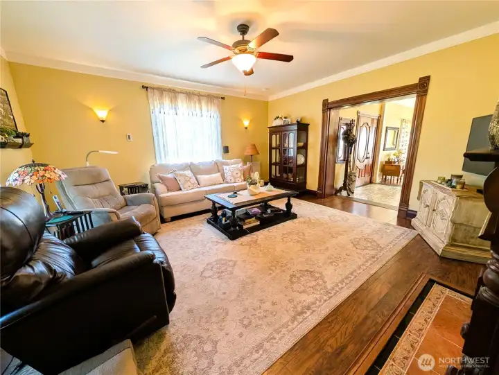 Parlor with tuck-away sliding doors