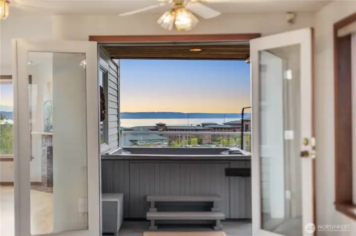 view from the private spa on the back deck