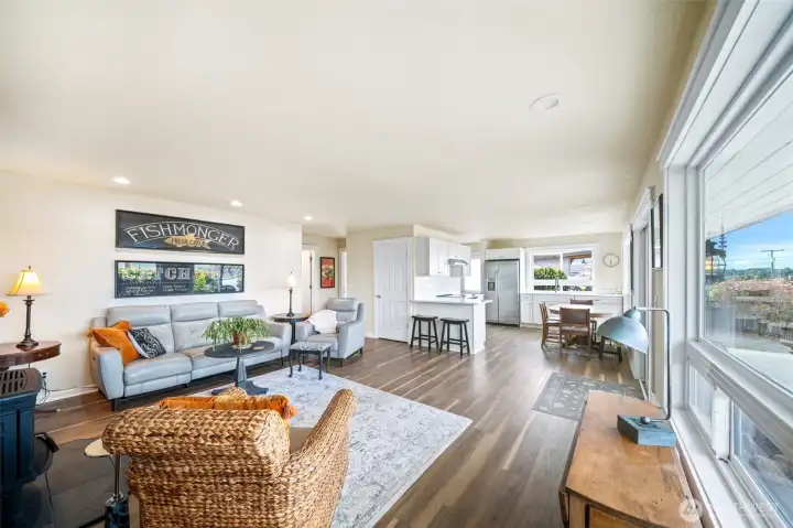 Everything you need, and nothing you don't.  Open floor plan with spacious living and dining spots, both with a view to the water