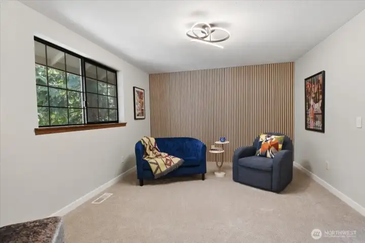 Bonus room with new carpet. Bonus room with new carpet.