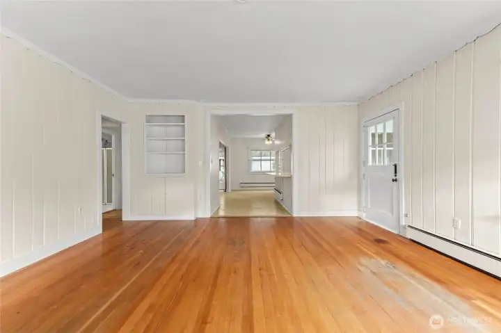 Living room looking into kitchen