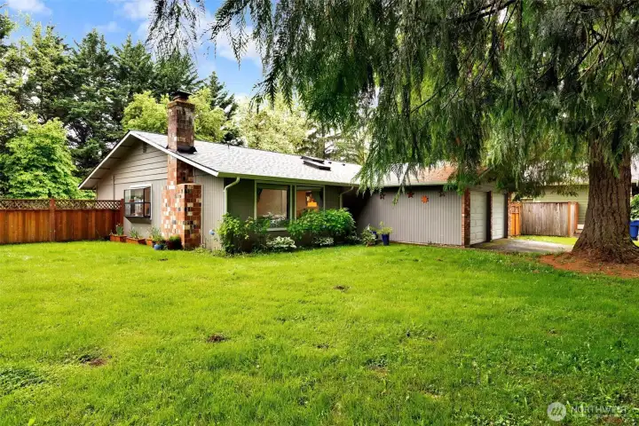 Angled view of front yard