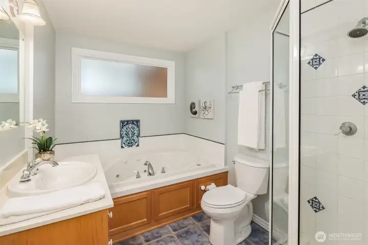 Large, spacious bathroom on the main floor