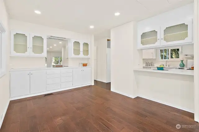 Breakfast bar with more built in shelves!