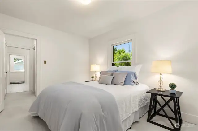 With 2 more bedrooms and a bathroom on the 2nd floor, this main floor bed and bath give great flexibility to the home.