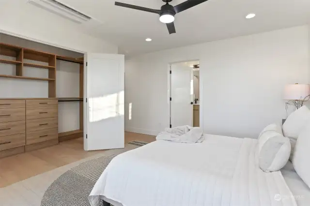 Walk-In Closet with Built-Ins, Ceiling Fan and Built-In Heating/Cooling