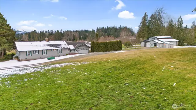 Looking at the North side of the home and the Barn