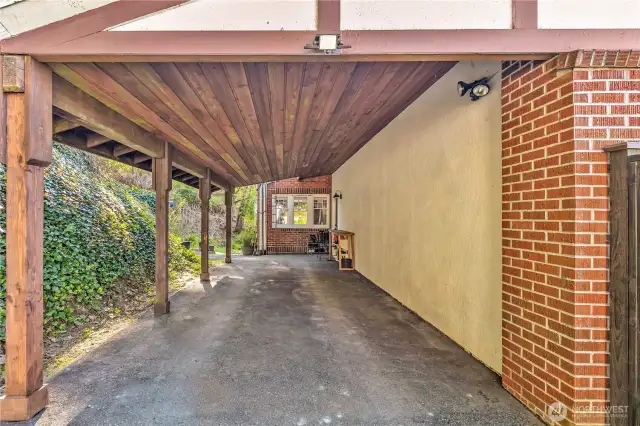 Upper covered parking and back door to main floor