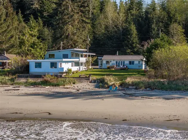 Aerial view from ocean to property