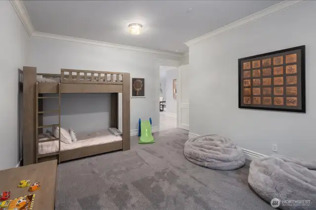 This playroom space was originally planned as the utlimate home theater.