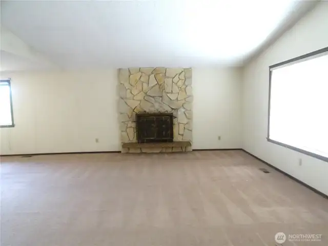 A view of the living room from the entry way.