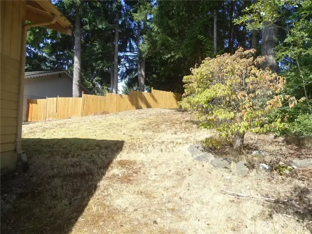 Another view of the backyard. Plenty of room for your dream garden with a lot over 10,000 sq.ft.