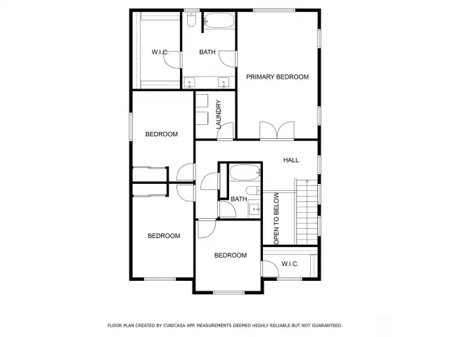 Floor plan of upstairs of home.