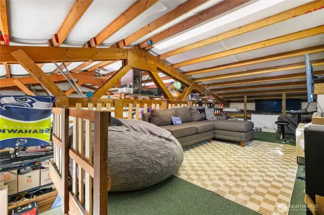 upstairs in the shop is an additional area to relax and watch a movie or play video games