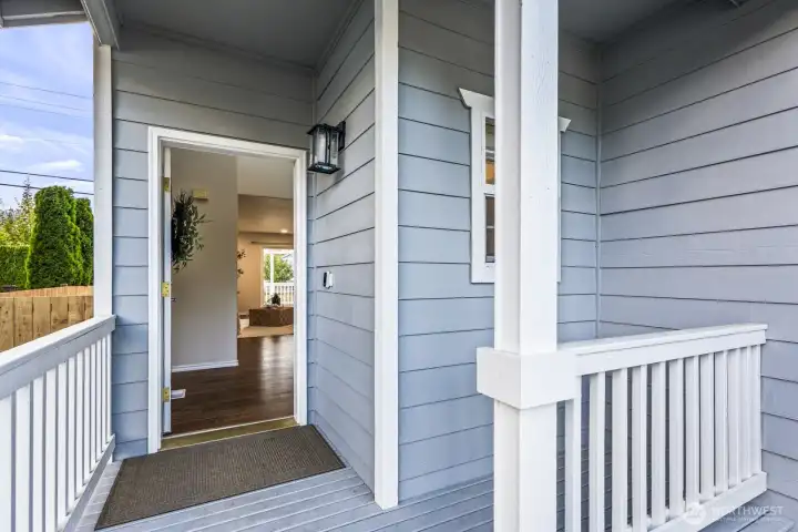 Covered porch at the entry