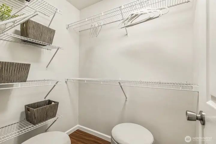 Walk-in closet in the primary bedroom