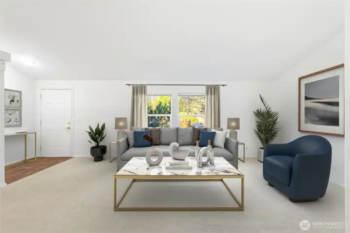 Fresh paint and new carpet create a warm, welcoming feel.