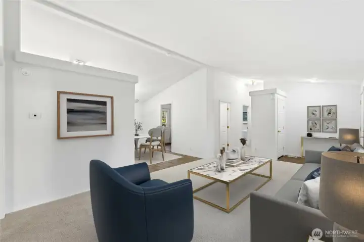 The open flow into the dining room and kitchen makes it ideal for gatherings and comfortable everyday living.