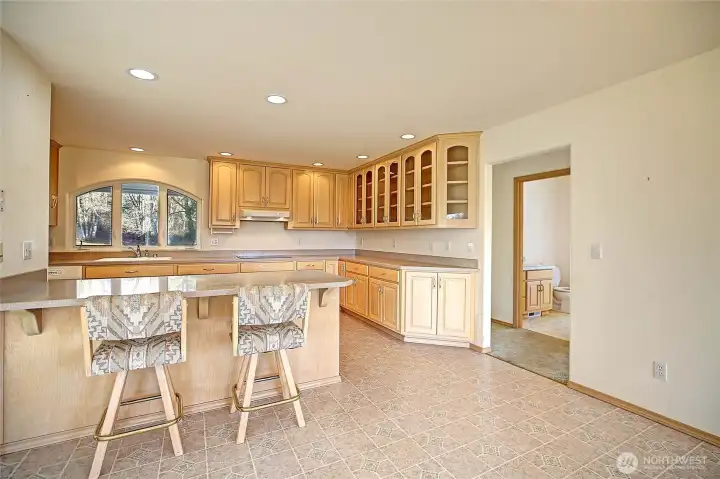 Well designed kitchen opens up to the dining and living room.