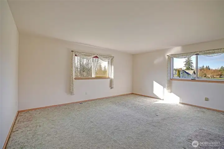 Primary bedroom has plenty of room for bedroom furniture options.