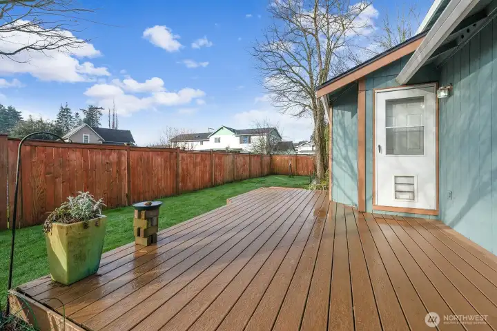 Back yard with deck.