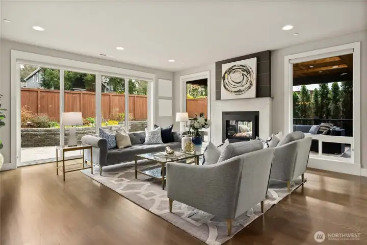 Rich hardwood flooring throughout the main level