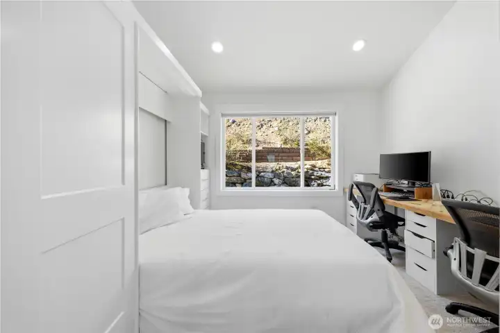 Lower level office with murphybed for added versatility