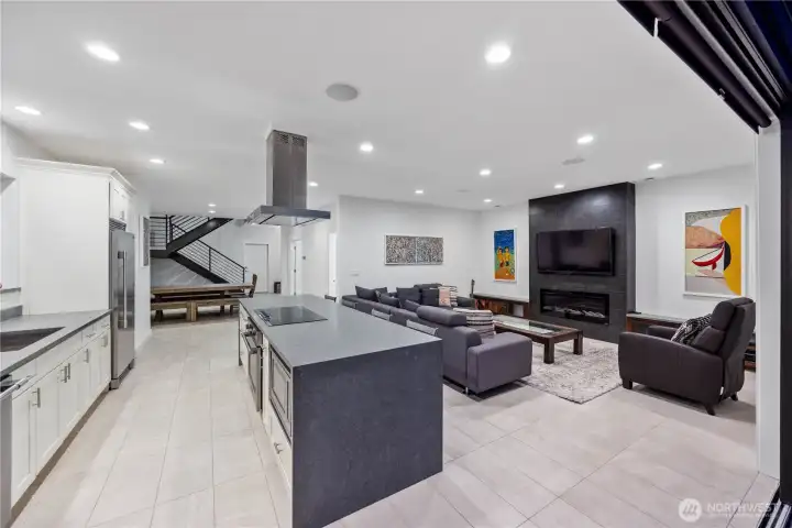 Waterfall pental quartz countertops.