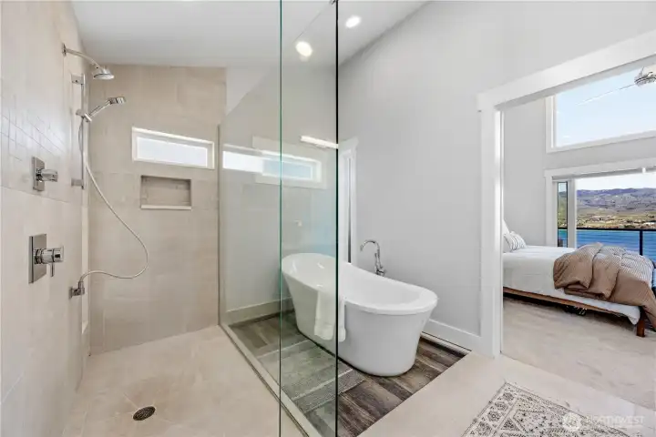 Primary Ensuite shower and tub.